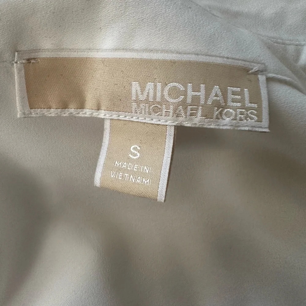 Michael Kors White Button Down Shirt with Gold Studs